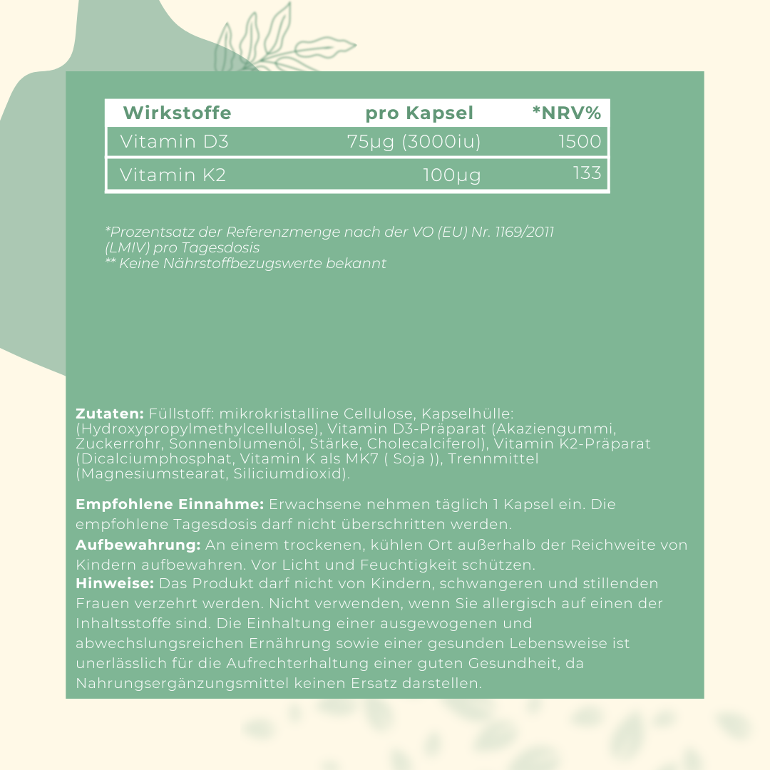 Vitamin D3 3000 IE & K2 100 µq MK7