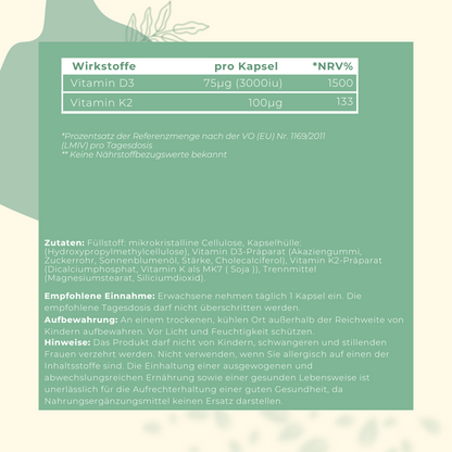 Vitamin D3 3000 IE & K2 100 µq MK7